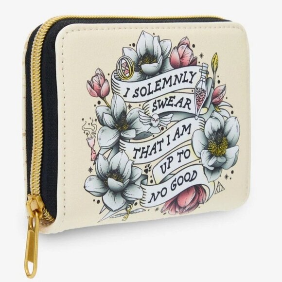 Loungefly Harry Potter Marauders Map Wallet Floral Zip Around - Picture 2 of 4